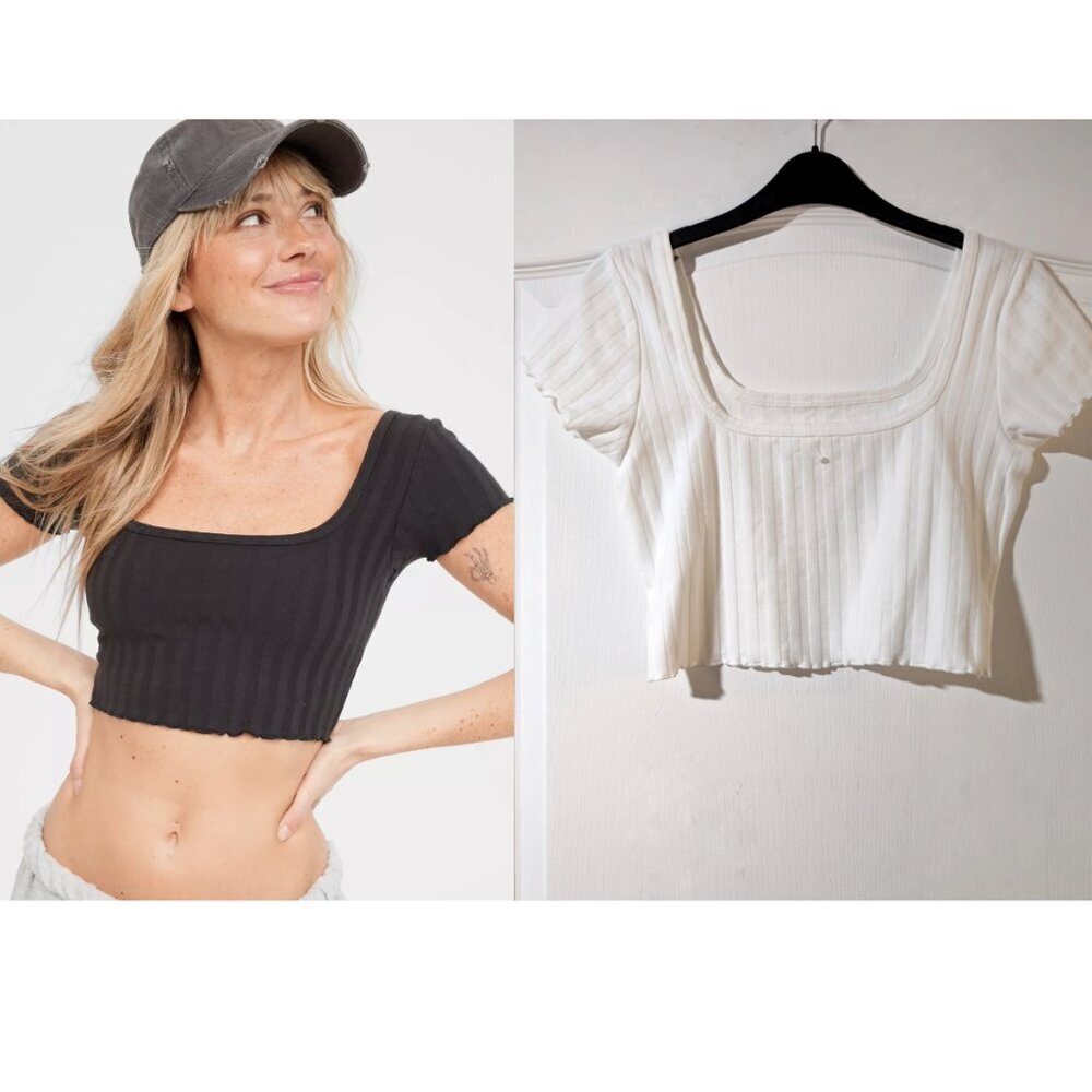 NEW OFFLINE By Aerie | OG Groove Crop Tee in White
